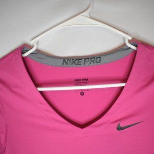 Nike Pro Magenta V-Neck Athletic Tee Size Small